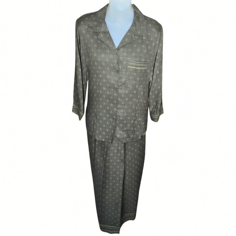 Pendleton Womens Vintage Artsy Skirt Set Size 8‎ 90s Green Rayon Modest 2 Piece